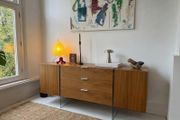 Vintage Mid Century Walnut &amp; Glass Sideboard