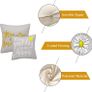 Floral yellow and grey cushion covers for sofa, Double sided letter-printed throw pillow covers, Pack of 4 square daisy pillowcase for living room & bedroom 40 cm x 40 cm(16 x 16 inch) Image 3