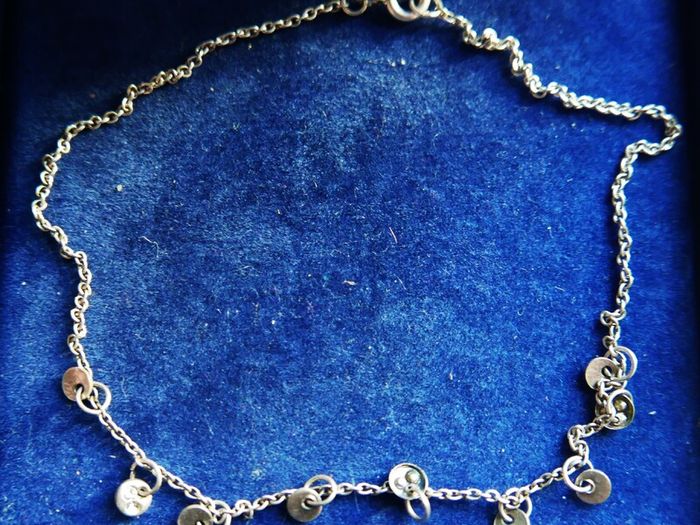 Vintage Sterling Silver925 Disc Charm Anklet Bracelet length 10" - 1,6g