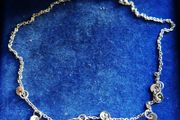 Vintage Sterling Silver925 Disc Charm Anklet Bracelet length 10" - 1,6g