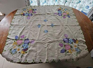 Linen Embroidered Tablecloth