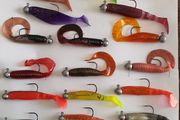 No#15 - New - Set of 22pcs mix colour soft lures 7,5-10,5cm on jig heads 6/0 and 10g &amp; 14g - Pike Perch Trout Salmon Bass Cod Pollock