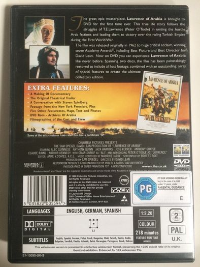 Lawrence Of Arabia [1962] Peter O'Toole [Movie 2DVD] Academy Award Winner