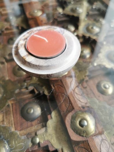 Natural Onyx Marble / Calcite Stone Sphere Tealight Holder