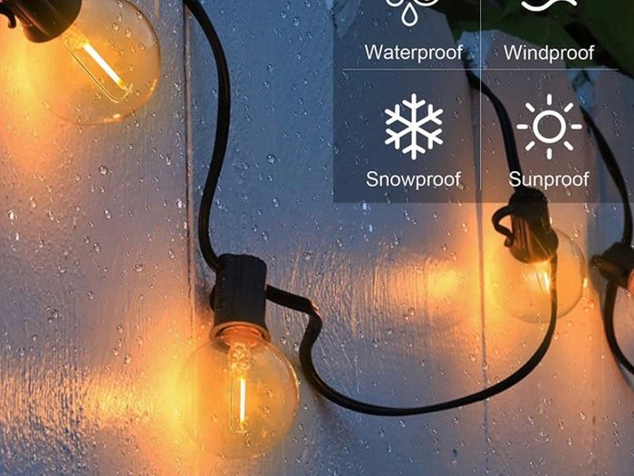 Festoon Lights Outdoor 100FT, G40 LED String Lights Mains Powered with 50+2 Plastic Bulbs,Waterproof Connectable Outdoor String Llights for Garden,Porch, Backyard,Bistro (FREE POSTAGE)