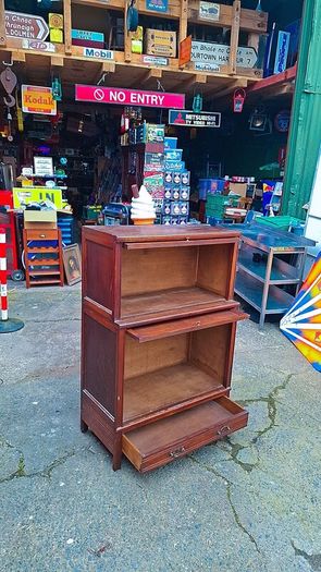 1940's Antique French oak/walnut modular bookcase/display unit..