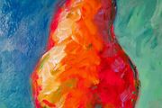 Iridescent vibrant pearl. Acrylic on 12 x 16 canvas panel, varnished. Original art by seller
