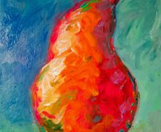 Iridescent vibrant pearl. Acrylic on 12 x 16 canvas panel, varnished. Original art by seller