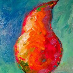 Iridescent vibrant pearl. Acrylic on 12 x 16 canvas panel, varnished. Original art by seller