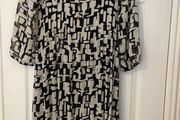 Sophie B Cream &amp; Black Abstract Print Dress - Size 16