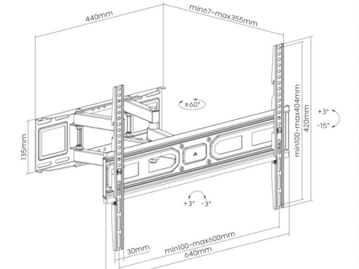 Tv Wall Mount Bracket Tilt Swivel 57-80"
