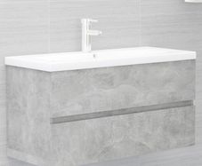 Sink Cabinet with Built-in Basin Concrete Grey Chipboard