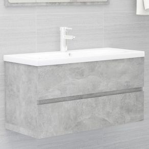 Sink Cabinet with Built-in Basin Concrete Grey Chipboard