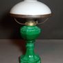 1938 Slevogt Gablonz malachite glass ar deco petroleum lamp Image 2