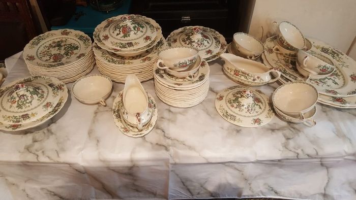Vintage Crown Ducal Chinese Garden Dinner Set