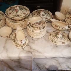 Vintage Crown Ducal Chinese Garden Dinner Set
