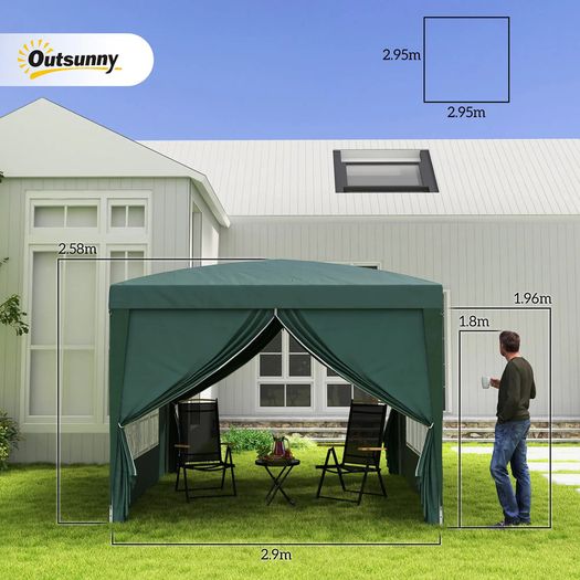 3x3m pop up gazebo with 4 side walls