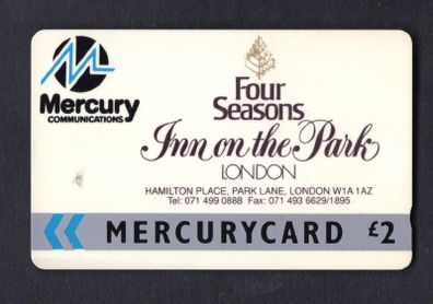 Great Britain Mercury UK2 Four Seasons Inn on the Park London (Mercury Pager) (GPT - Magnetic) Phone Card
