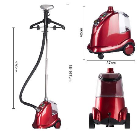 BRAND NEW Steam straightener with brush and clothes hanger, height adjustable