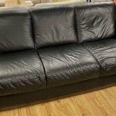 Black leather sofa