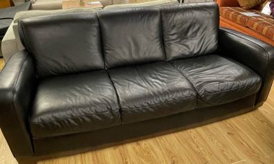 Black leather sofa