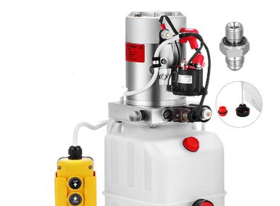 BRAND NEW 12V DC Hydraulic Pump Single Acting With 4L Plastic Oil Tank for Dump Trailer Tailgate Car Jak Lift Power Unit