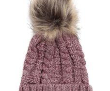 Lovely Beautiful Knit Hat (with a Fluffy Pompom) - new/with tags + matching gloves available