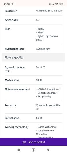Samsung QE43Q60DAUXXU 2025 smart tv with Bixby and Alexa