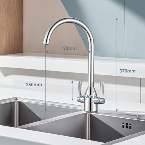Kitchen Sink Mixer Tap Monobloc Dual Lever Chrome 360 Swivel High Arc