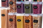 13pcs Airtight Food Storage Containers with Universal Lids, Plastic Cereal Storage Containers with Labels Marker for Flour Sugar Dry Food in Kitchen Pantry Cabinet Organization, BPA Free (FREE POSTAGE)