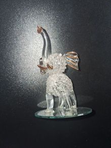 M&G Hand Sculptured Glass Elephant With 22K Gold Accents
