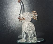 M&G Hand Sculptured Glass Elephant With 22K Gold Accents