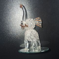 M&G Hand Sculptured Glass Elephant With 22K Gold Accents