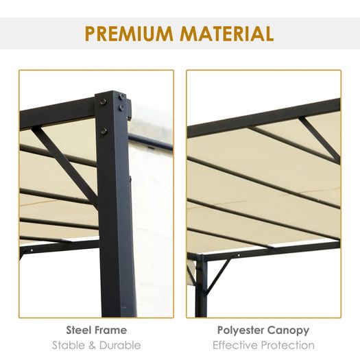 Metal Pergola With Canopy Retractable Pergola Canopy 3Lx3Wx2.3H m Garden Gazebo Party Tent Sun Shelter Cover