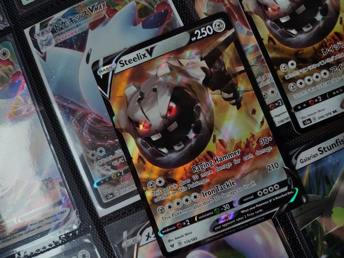Japanese and English Steelix V ! Double Rare and Ultra Rare ! from Legendary Heartbeat and Vivid Voltage Set ! Pokemon Cards !
