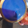 Pair of antique handcarved cinnabar blue enamel vases Image 3