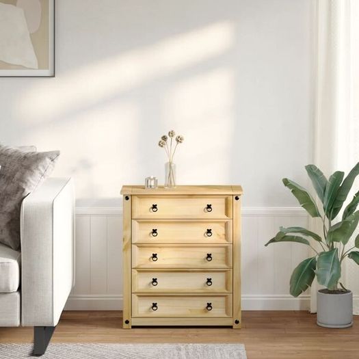 Chest of Drawers "Corona" 80x40x89 cm Solid Wood Pine