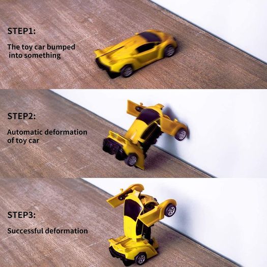 2 Pcs Deformation Cars for 3-7 Years Old Boys,Best Birthday Gifts for Boys Girls Pull Back Robot Car Toy for Boys Girls Kids Play Push Toy Cars Transformers Cars Toys for Kids Blue & Yellow
