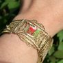 Vintage Egypt Bracelet  Filigree Egyptian Revival Panel Bracelet 7,2" Image 2