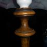 Antique hand carved wooden lamp with rare pink mottled glass shade Image 5