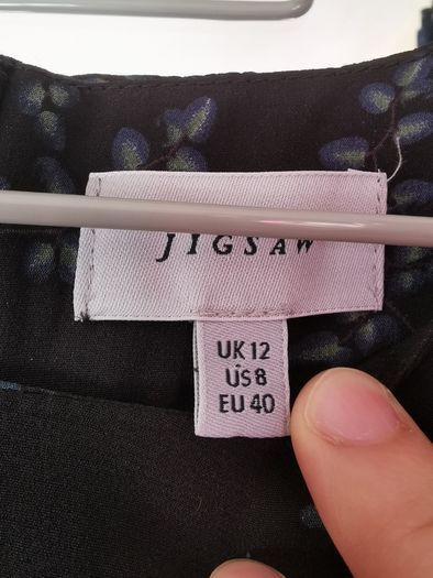 JIGSAW silk black floral dress UK 12