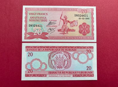 Burundi. 20 Francs. 2005  Pick 27m.  ( Uncirculated )