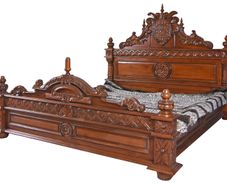 Mahogany Double Bed solid mahogany wood, masterful carvings, handmade