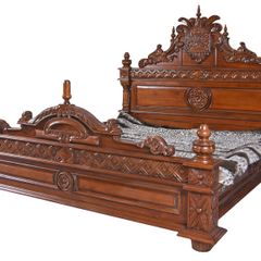 Mahogany Double Bed solid mahogany wood, masterful carvings, handmade