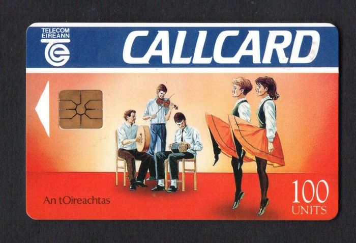 1991 Ireland 100 unit An tOireachtas Callard was issued to promote the Oireachtas festival which celebrates the irish language and culture (Gemplus GEM1) Call Card Used but has 10 units remaining. Telecom Eireann card number 1031a