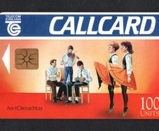 1991 Ireland 100 unit An tOireachtas Callard was issued to promote the Oireachtas festival which celebrates the irish language and culture (Gemplus GEM1) Call Card Used but has 10 units remaining. Telecom Eireann card number 1031a