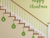 Wall Window Decal Christmas Baubles Decoration, Happy Christmas, Set of Christmas Decals, Santa's hat, Santa's hat decal