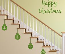 Wall Window Decal Christmas Baubles Decoration, Happy Christmas, Set of Christmas Decals, Santa's hat, Santa's hat decal