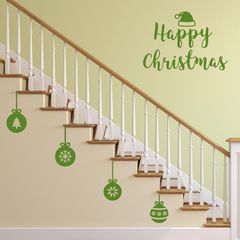 Wall Window Decal Christmas Baubles Decoration, Happy Christmas, Set of Christmas Decals, Santa's hat, Santa's hat decal