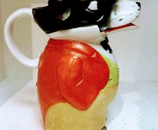 Year 1895   Porcelain  Dog Jug Rare Item  - Schafer & Vater